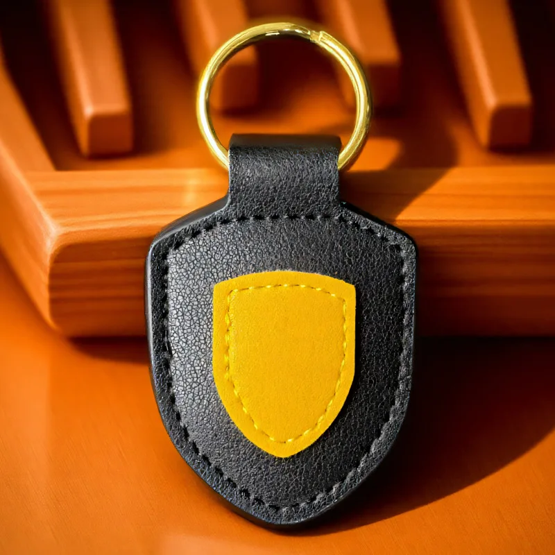 PU Leather Shield Keychain Personalized Creative Couple Pendant with Metal Keyring for Business Gifts preview 6