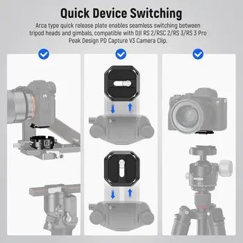 NEEWER GM31 Arca Type Quick Release Plate Kit, Quick Switch Auto Lock Square QR Camera Mount Plate, 1/4" 3/8" Thread for Tripod product image