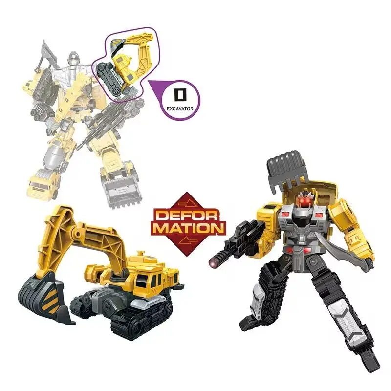 New Kid 6 in 1 Plastic DIY Toy Engineering Bulldozer Truck Deformation Transform Robot Car Toy