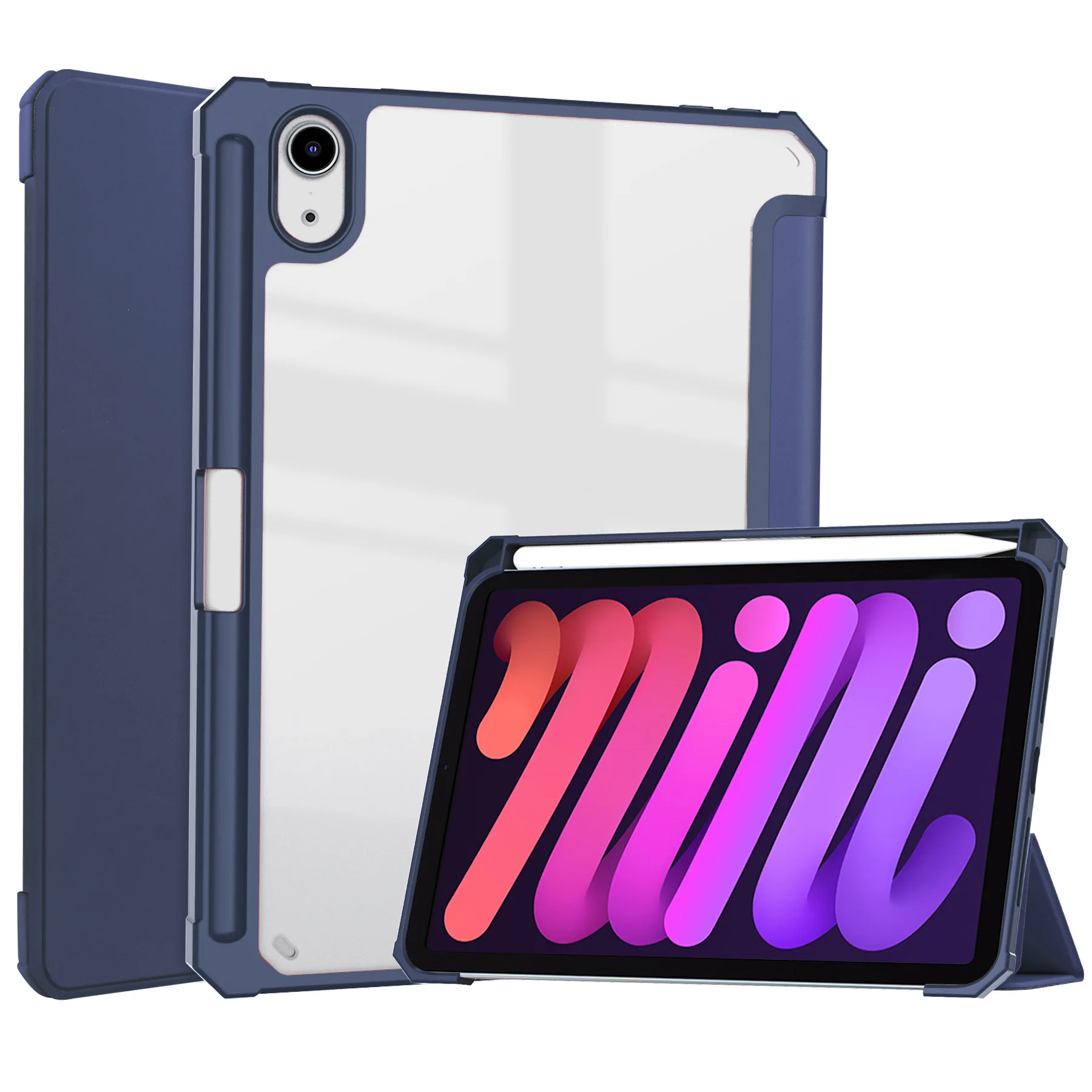 Оптовая продажа, 8,3-дюймовый чехол для iPad mini6, жесткий акриловый и мягкий чехол из ТПУ, держатель для карандашей, чехол для iPad