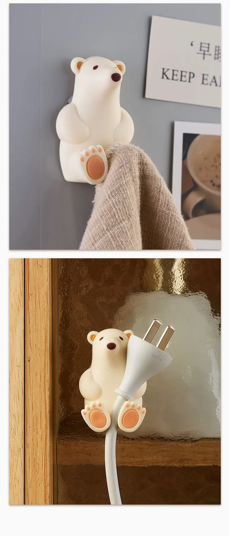 Bear toothbrush holder Perforation-free PVC suction cup toothbrush holder Creative cute polar bear toothbrush holder supplier