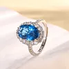 Blue pointed crystal Ring