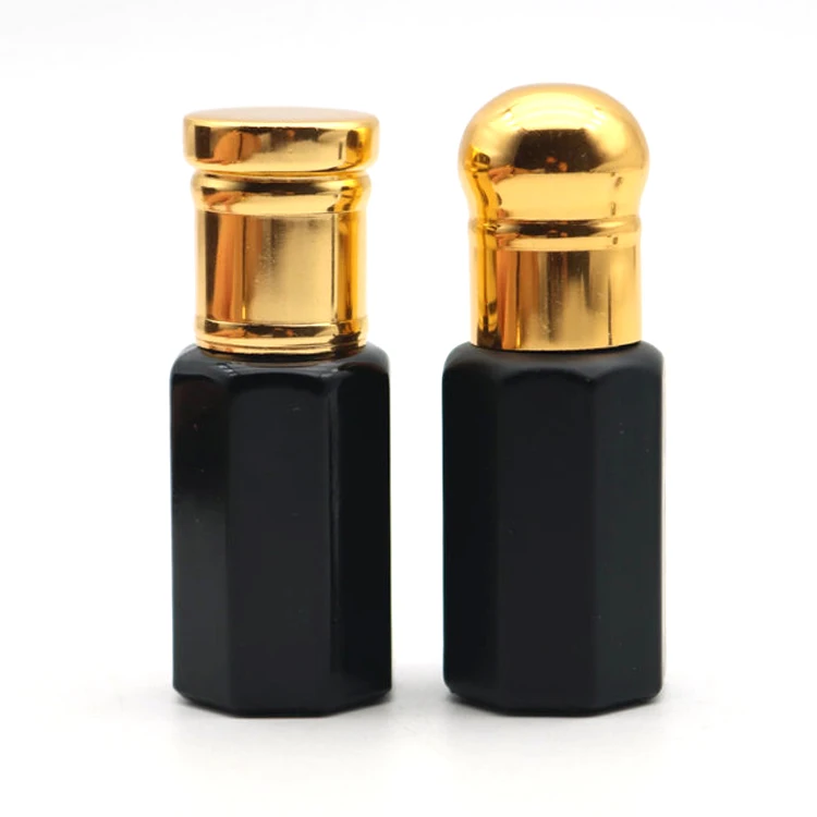 New Design 6ml Matte Black Coating Attar Bottle Oud Oil Perfume Tola Bottle With Aluminum Cap
