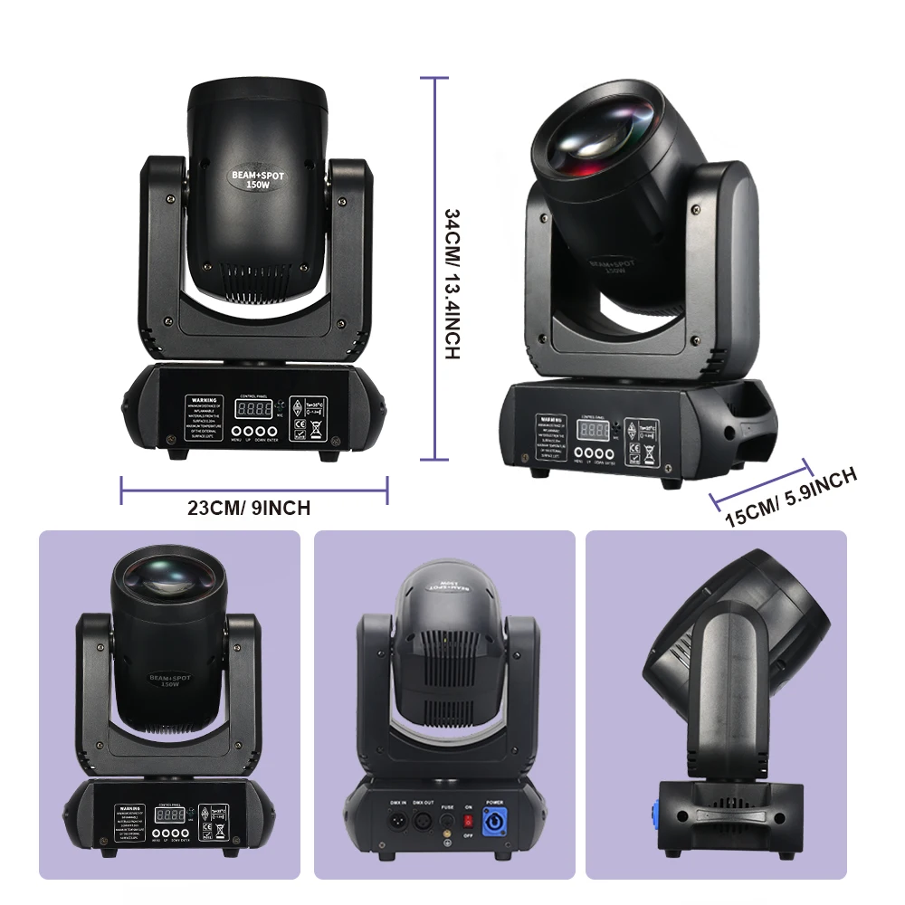 Fari LED Moving Head 150W RGBW - Teste Mobili Con Rotazione 540&deg; Per Discoteche E Eventi