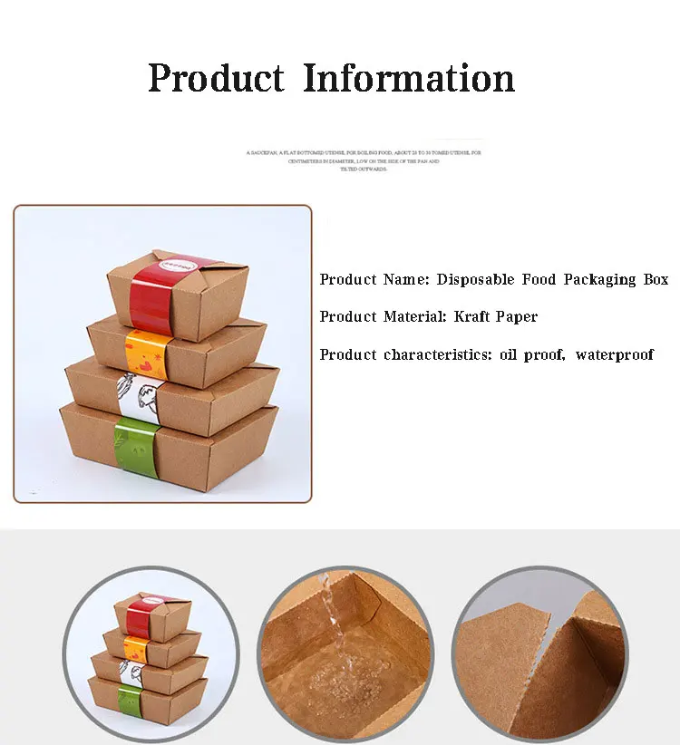 Disposable Fast Food Packaging Paper Box Kraft Paper Recyclable