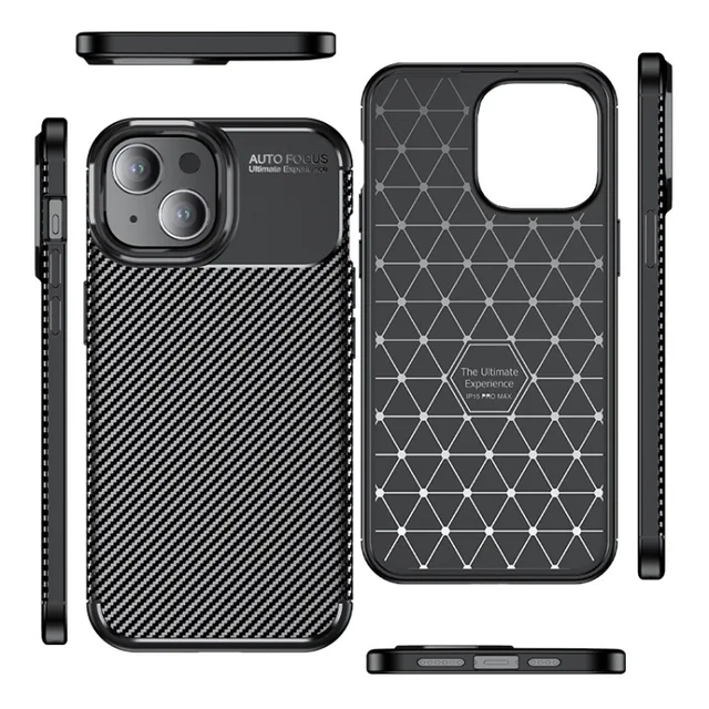 Beetle Carbon Fiber TPU Anti-Drop Phone Case for iPhone 15 Plus Protective Mobile Phone Case
