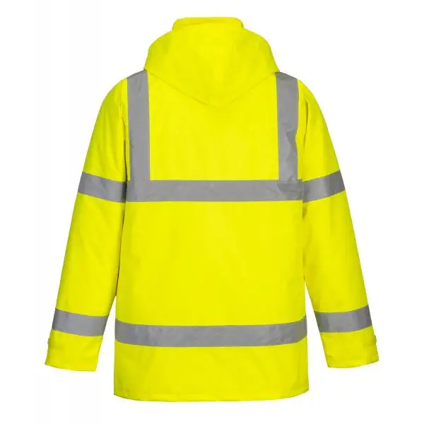 Parka Bicolore Haute Visibilité Portwest – Jaune/Noir, Taille XXL – Imperméable, Doublure Matelassée, Certifié EN ISO 20471