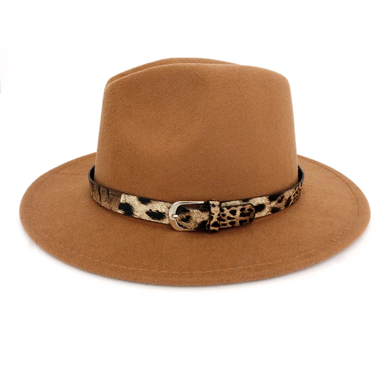 CHENJUAN Fashion Womens Chapeu Feminino Fedora Hat for Gentleman Woolen Wide Brim Jazz Church Cap Panama Top