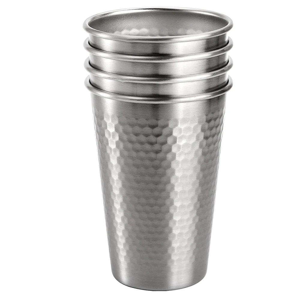 400ml 500ml Hammered Stainless Steel Single Wall Pint Cups Water Cup