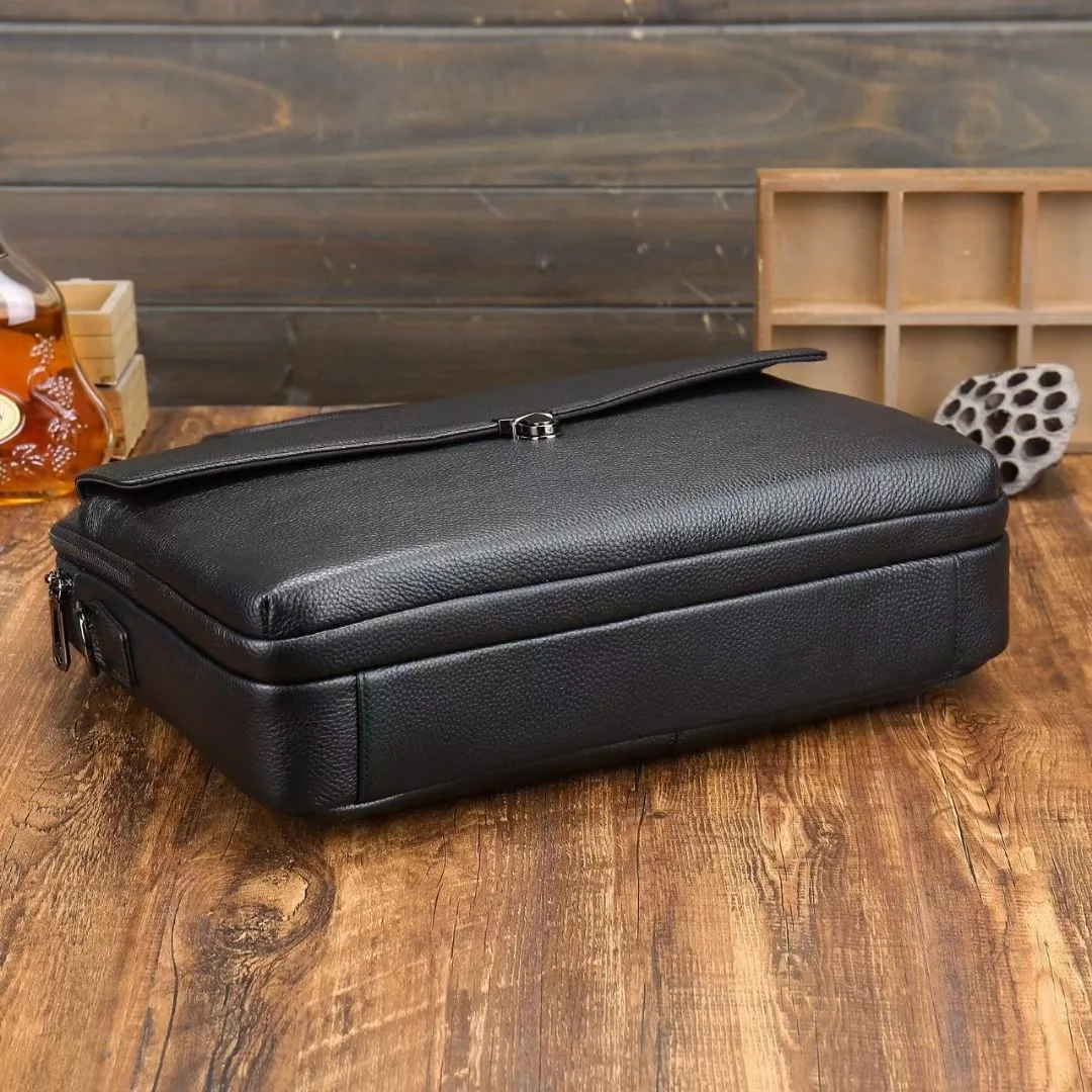OEM ODM Wholesale Real Leather Lawyer Bag Brief Case Pebble Genuine Leather Computer Laptop Briefcases for Business Office Man