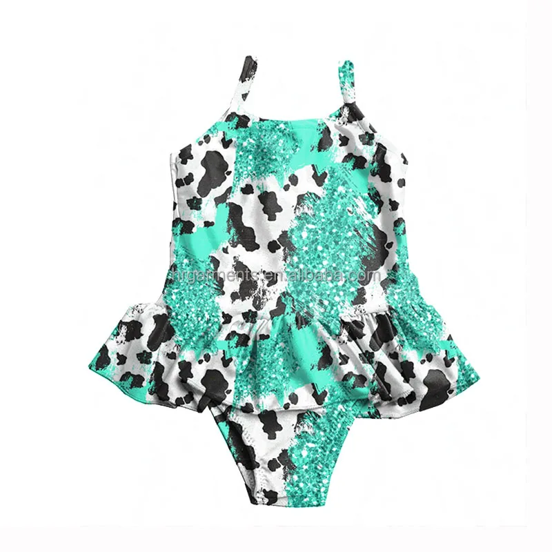 Custom One Piece Ruffle Baby Swimsuit Summer Children Swimwear Boutique