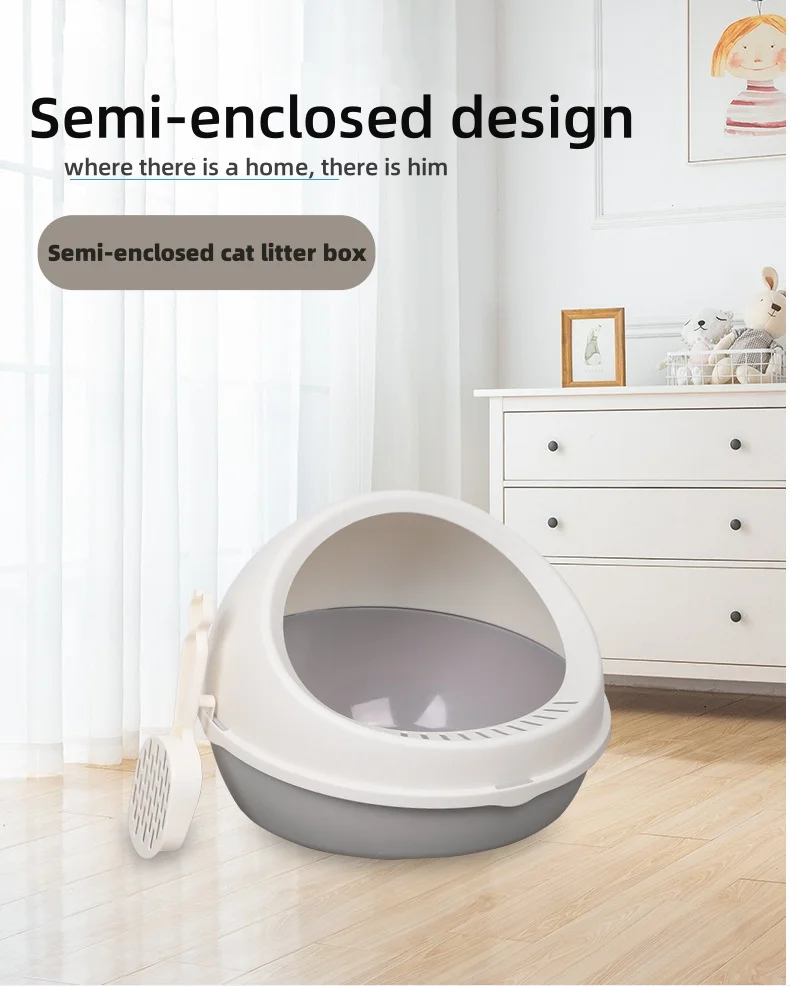 Fully Surrounded Round Pet Antisplash Enclosed Clean Cat Litter Box