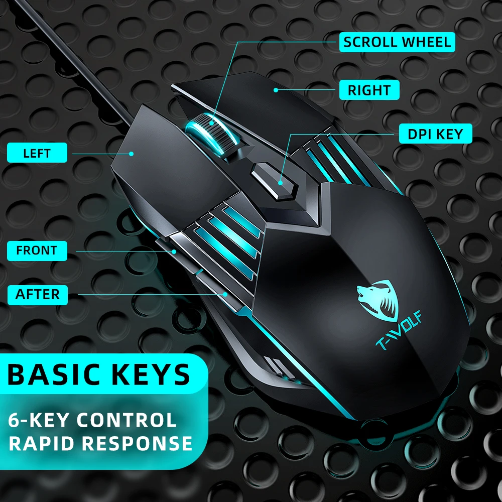 Custom Logo Wired Gaming Mouse - 3600 DPI for Gamers