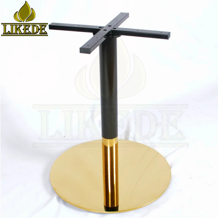 Round Dining Table Base Gold Black Stainless Steel Cross Top for Marble Table Top Use in Kitchen or Outdoor Chair Accessory
