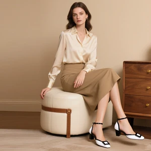 Black White Luxury Fashion Custom Low Heel Shoes for Women High Quality Anti-Slippery Trendy Logo Light Formal Dress