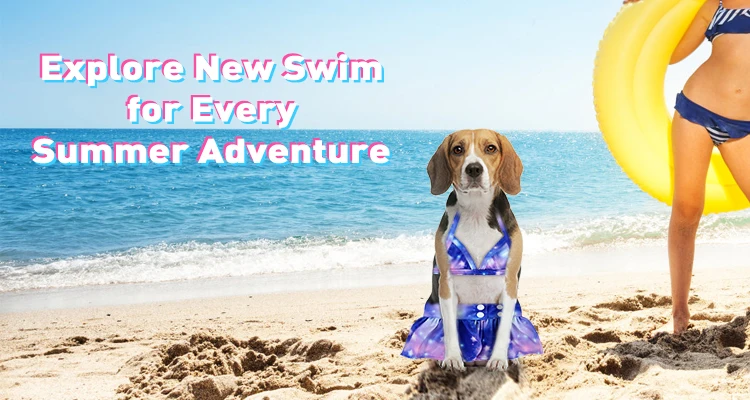 dog and owner matching swimsuits