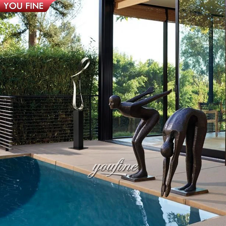 Garden Decoration Modern Art Metal Diver Sculpture Bronze Diving Statue for Swimming Pool