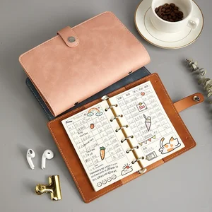 OEM ODM Portable A6 A7 Travel Planner Cute Girl Heart Soft Leather Cover College Students Small Fresh Loose Leaf Notebook