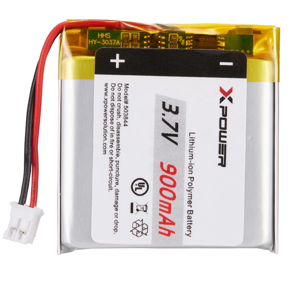 Xpower 900mAh 503844 3.7V Li-Polymer Battery UL Lithium Battery for Pocket Printer