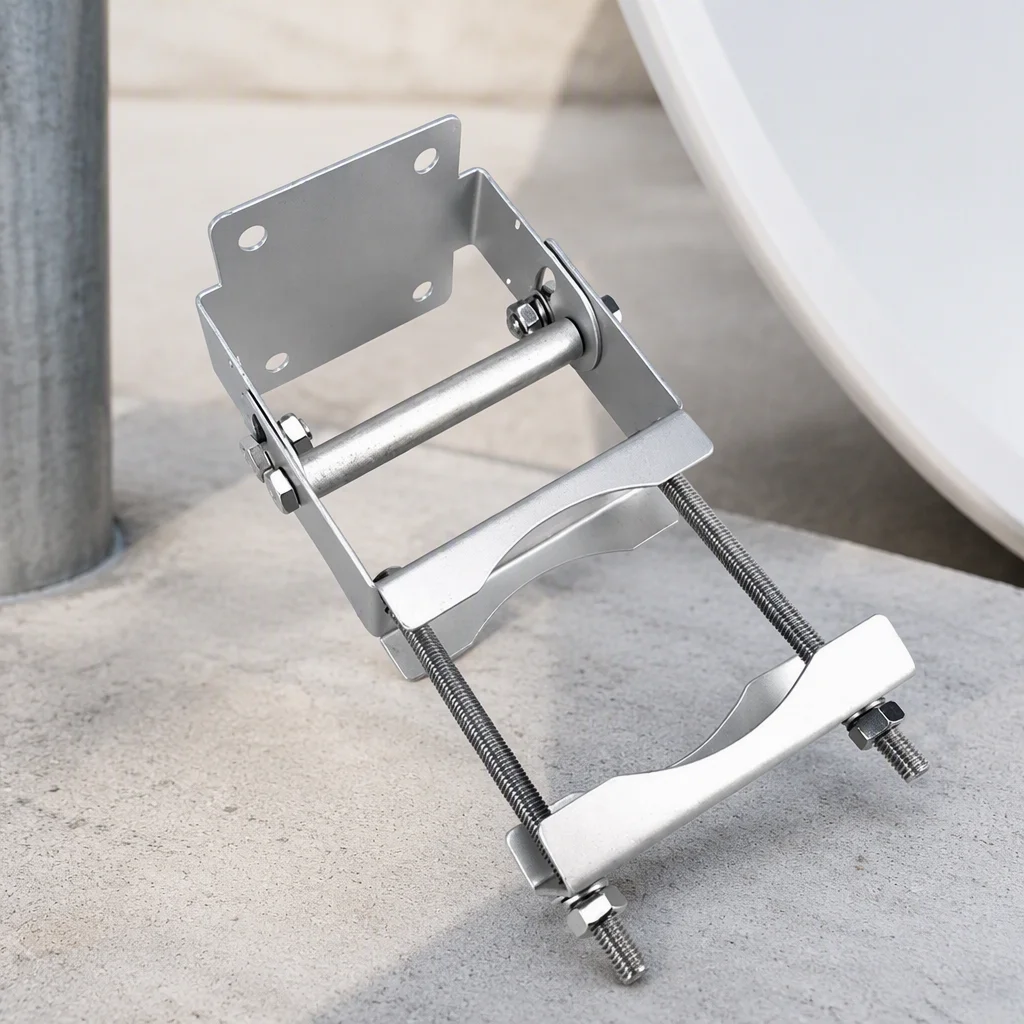 Adjustable Plate Clamp Antenna Mount 60x60mm Pole Bracket up to 80mm Galvanized Heavy Duty Tilt
