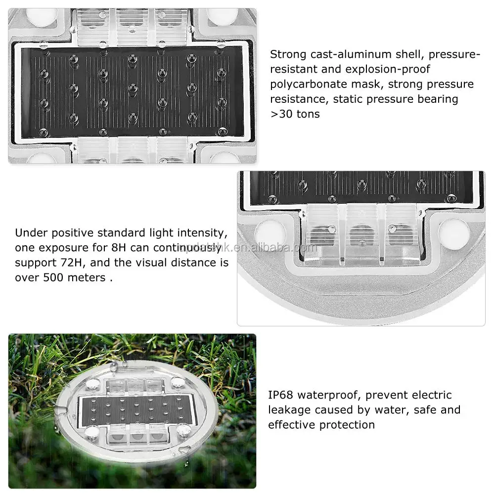 Solar  Driveway Dock Lights  Outdoor Solar Powered Road Marker Lights Bright 6 LED   Step Lights for Deck Path