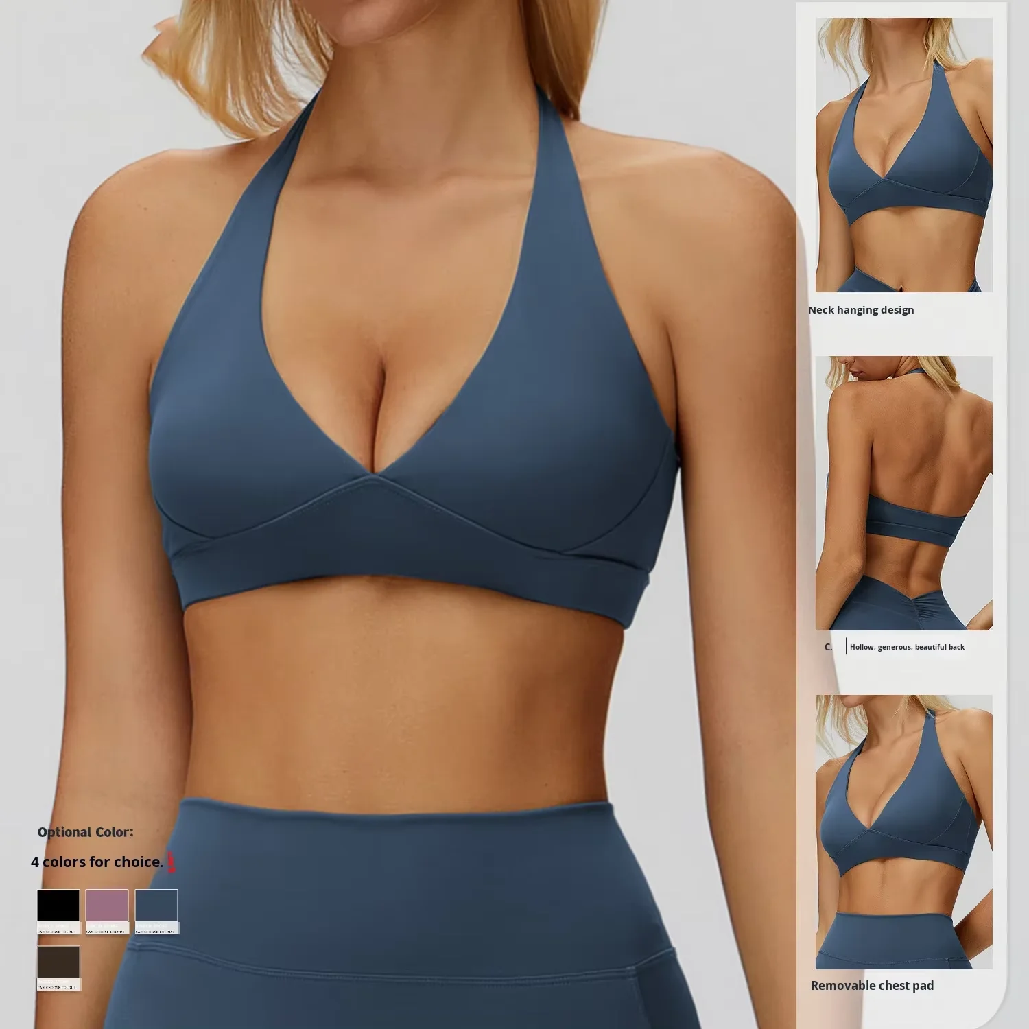 High-End Sports Bra Breathable Yoga Bra with Halter Neck & Beautiful Back for Fitness & 