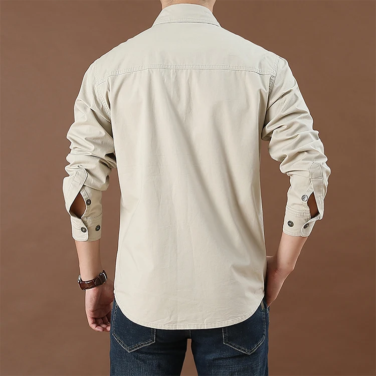 Herbst, gute Qualität, langärmelig, lässig, Knopfleiste vorne, Herrenhemd 525_voghion.com