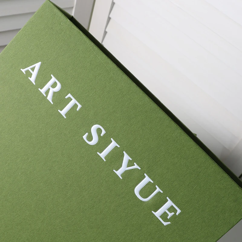 luxury designs custom logo book green paper cardboard gift box packaging with ribbon details