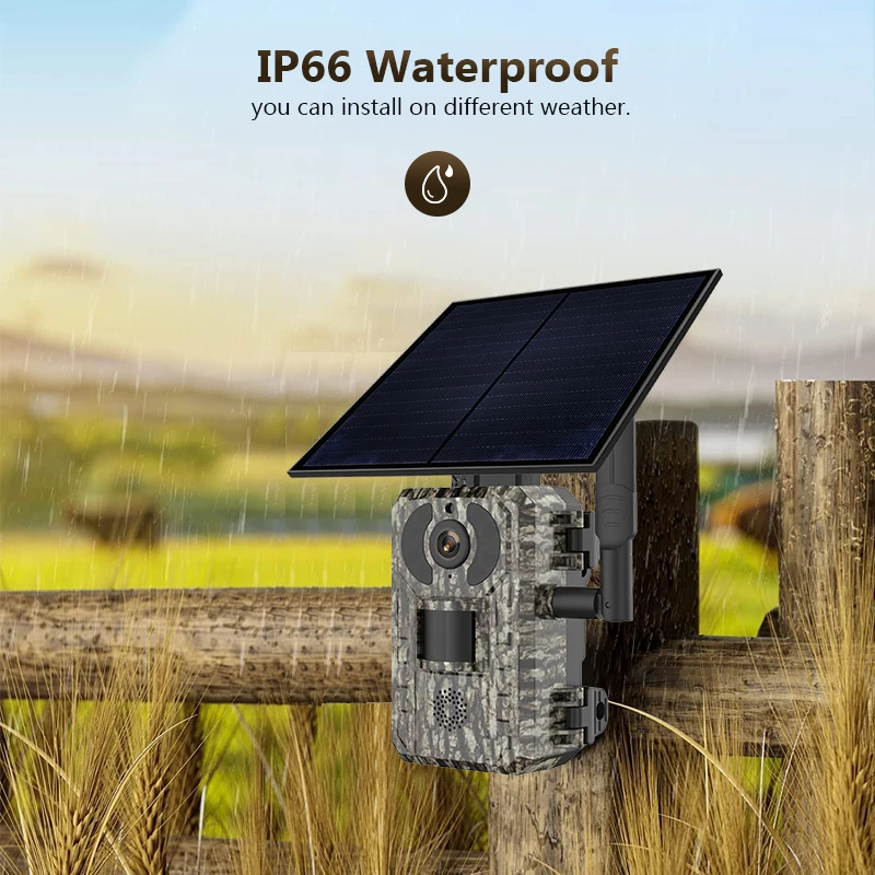 Solar Panel Hunting Trail Camera Infrared Live Video Wildlife Monitoring Forest Surveillance 4G Trial Camera for Deer Hunting
