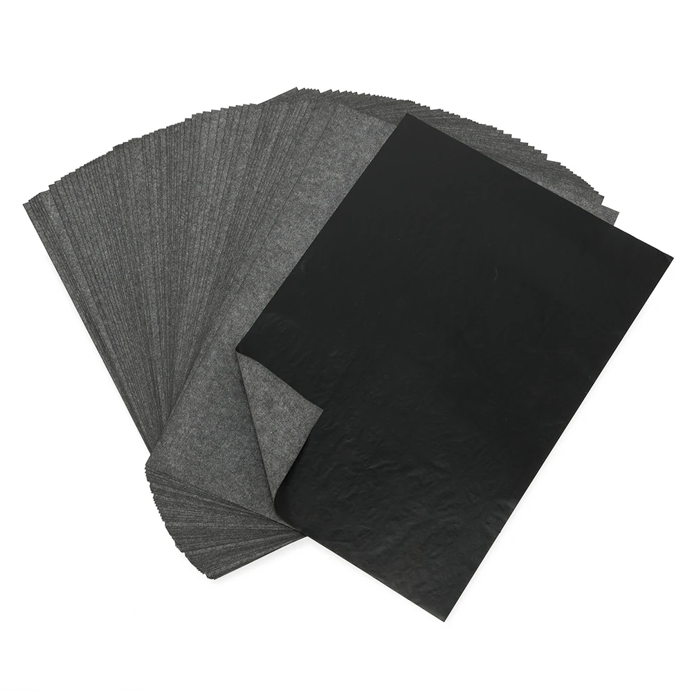 100 paquetes de papel de transferencia de carbono negro para lienzos y otras superficies de arte Papel de carbono 
