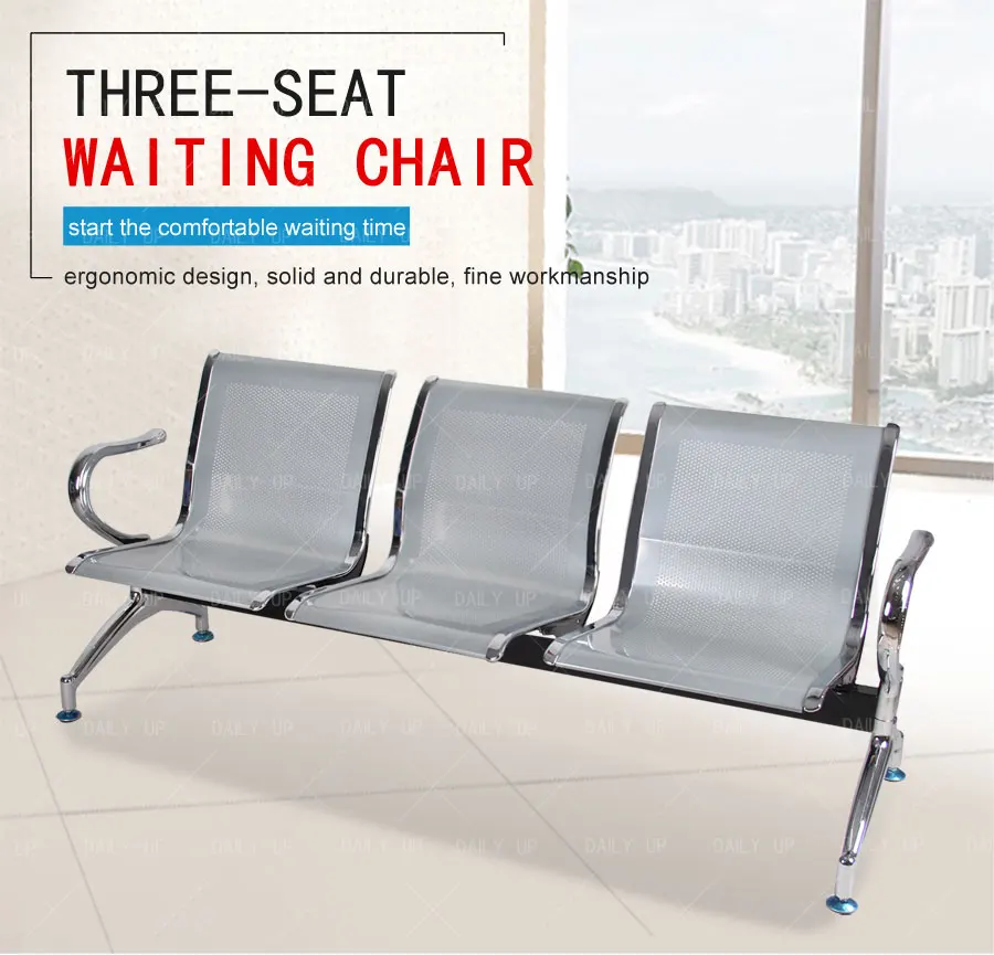 Factory Wholesale Waiting Chair High Quality Metal Frame Hospital Bench With Rails Waiting Bench For Public Area And Airport