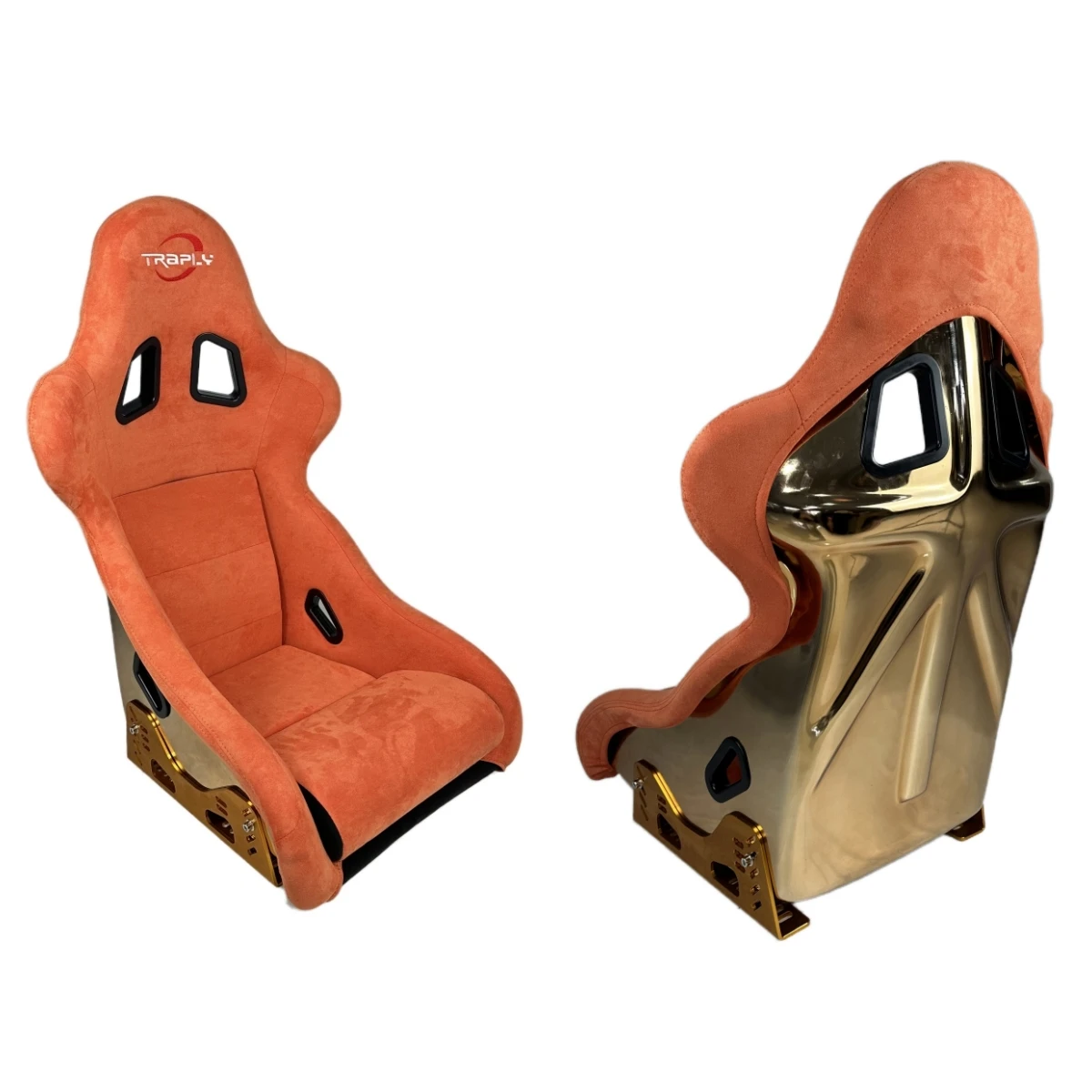 Orange Razor Seats Universal Orange Suede Golden Metallized Fiberglass Bucket Racing Seat