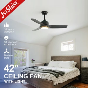 1stshine LED Ceiling Fan Black Plastic Blades DC Motor Dimmable 42 Inches Ceiling Fan With Remote