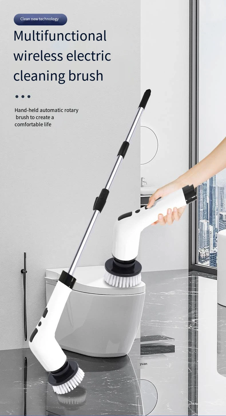 Kitchen Rechargeable Cordless Electric Spin Scrubber Cleaning Brush ...