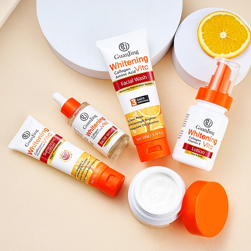 GUANJING New Skin Care Products Vitamin C Whitening Anti Aging Cream Facial Skin Care Gift Set For Women