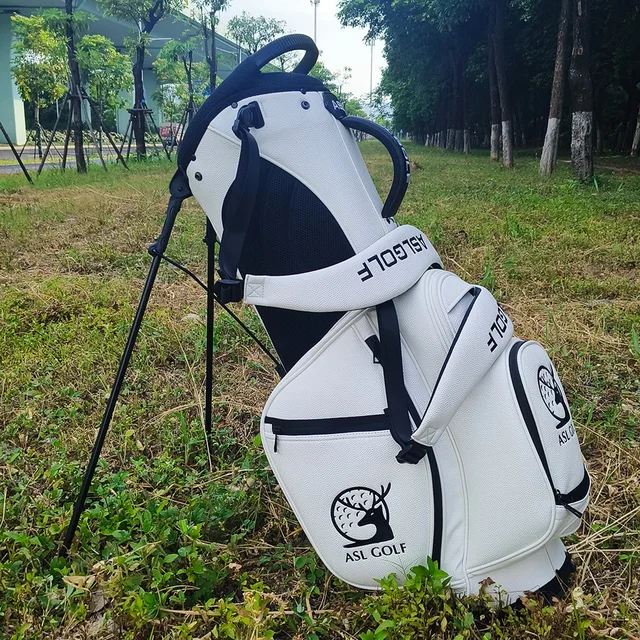 Professional White Black Golf Stand Bag 5-Way PU Leather Waterproof Club Bag Golf Bags for Men