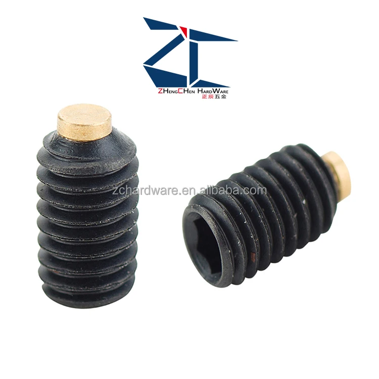 product factory wholesaler hex drive brass tip point black oxide finish alloy steel socket set screw-42