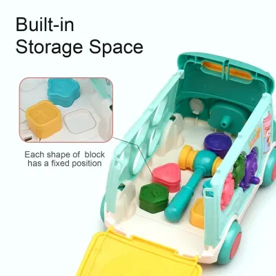 Early Education Intelligent Baby Musical Learning Toys with Sound & Light,Whack-a-Mole Game Activity Bus Toy