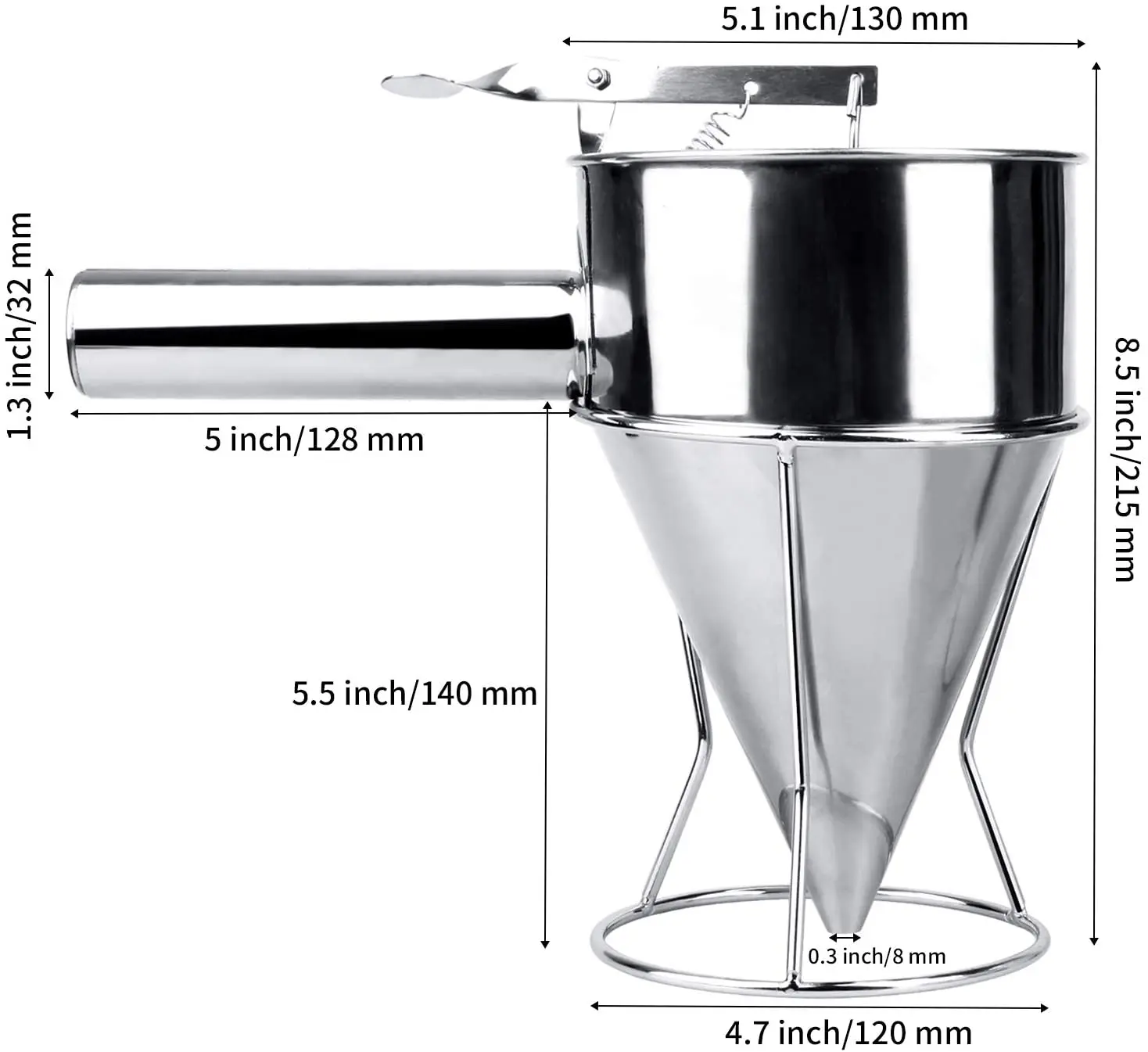 Multi Purpose Stainless Steel Cone Cake Batter Dispenser Pour Funnel -  China Kitchen Utensils and Kitchen Tool price