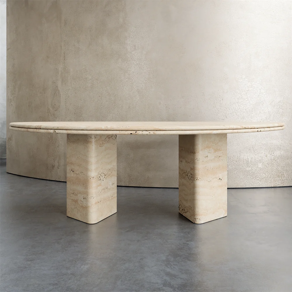 A Semi-circular Tabletop With Triangular Table Legs Dining Table