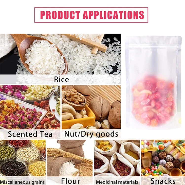 Resealable Transparent Clear Smell Proof Doypack Zip Lock Stand up Food Rice Snack Zipper Packaging Plastic Spice Pouch Bag