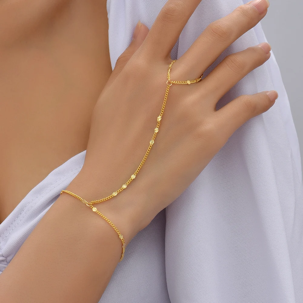 Lucky Jewellery Elegant White Color Gold Plated Stone Hand Bracelet Bridal  Hathphool For Girls & Women (159-L1HS-21-W)