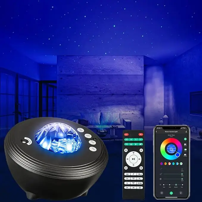 Projecteur Ciel étoilé Aurora Avec Haut-parleur - Veilleuse Musique - Sommeil - Neuf - Noir