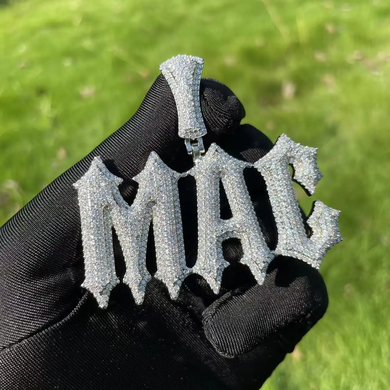Top Icy Hip Hop Retro Style  Custom Necklace Personalized Name Double Layer CZ Bling Name Pendant Chain for Men