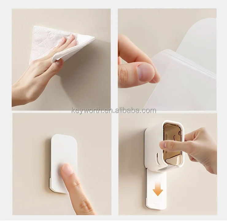 Toothbrush Holders for Bathrooms Wall Mounted with Cover Moisture-Proof and Dust-Proof Toothbrush Storage Organizer