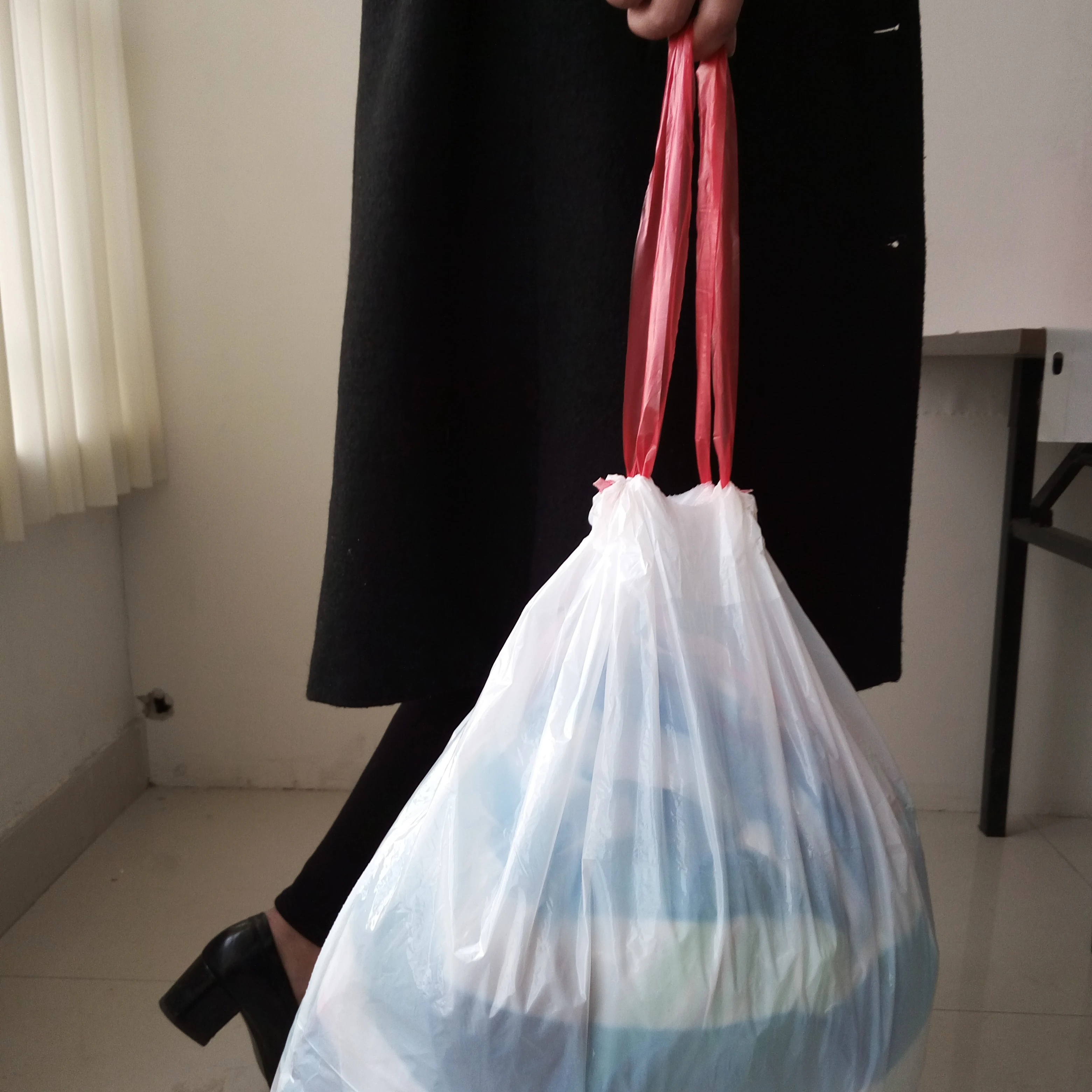 13 Gallon plastic garbage bag, Drawstring garbage bag