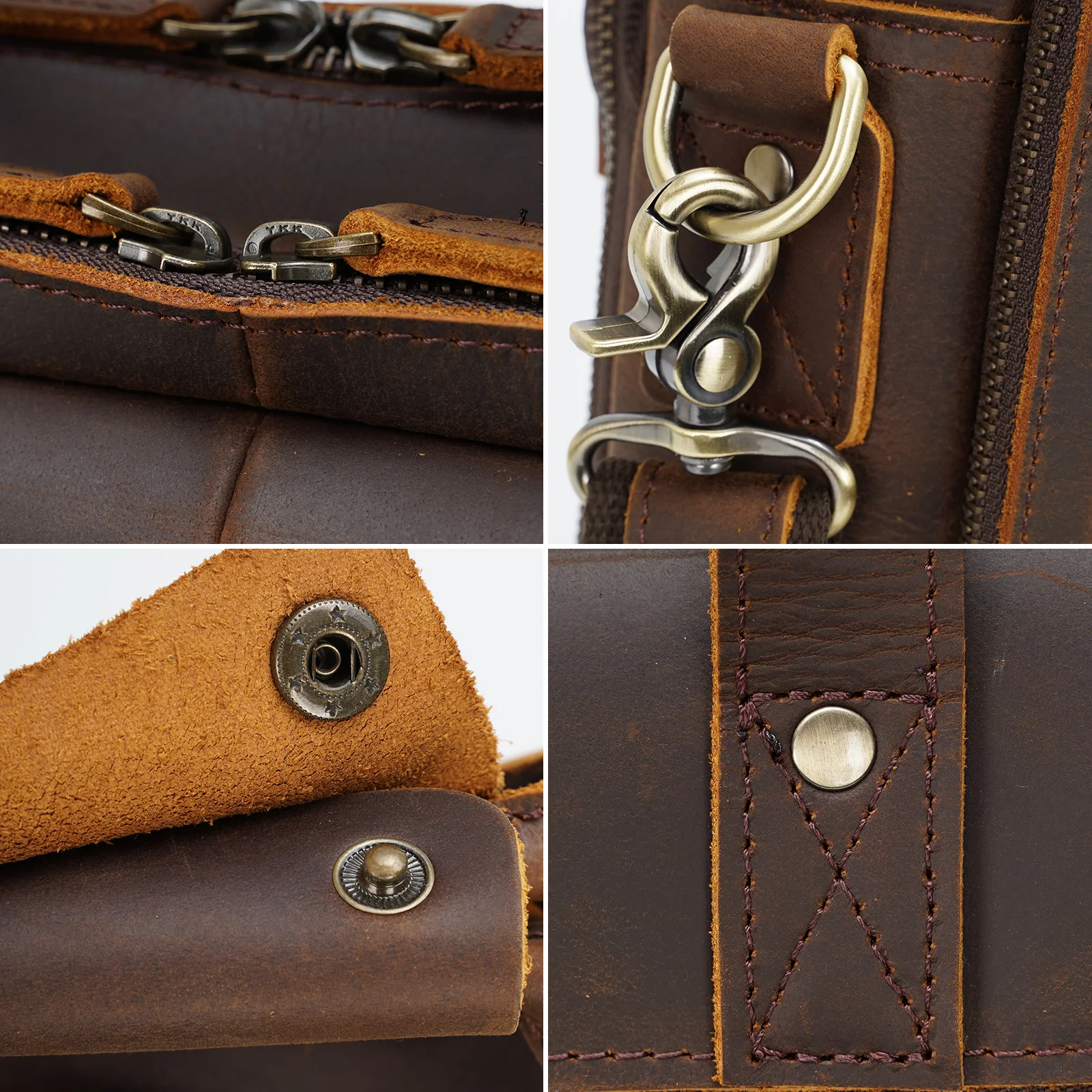 New Arrival 15.6 Inch Cow Leather Travel Briefcase Bag Vintage Retro Crazy Horse Leather Briefcase for Men