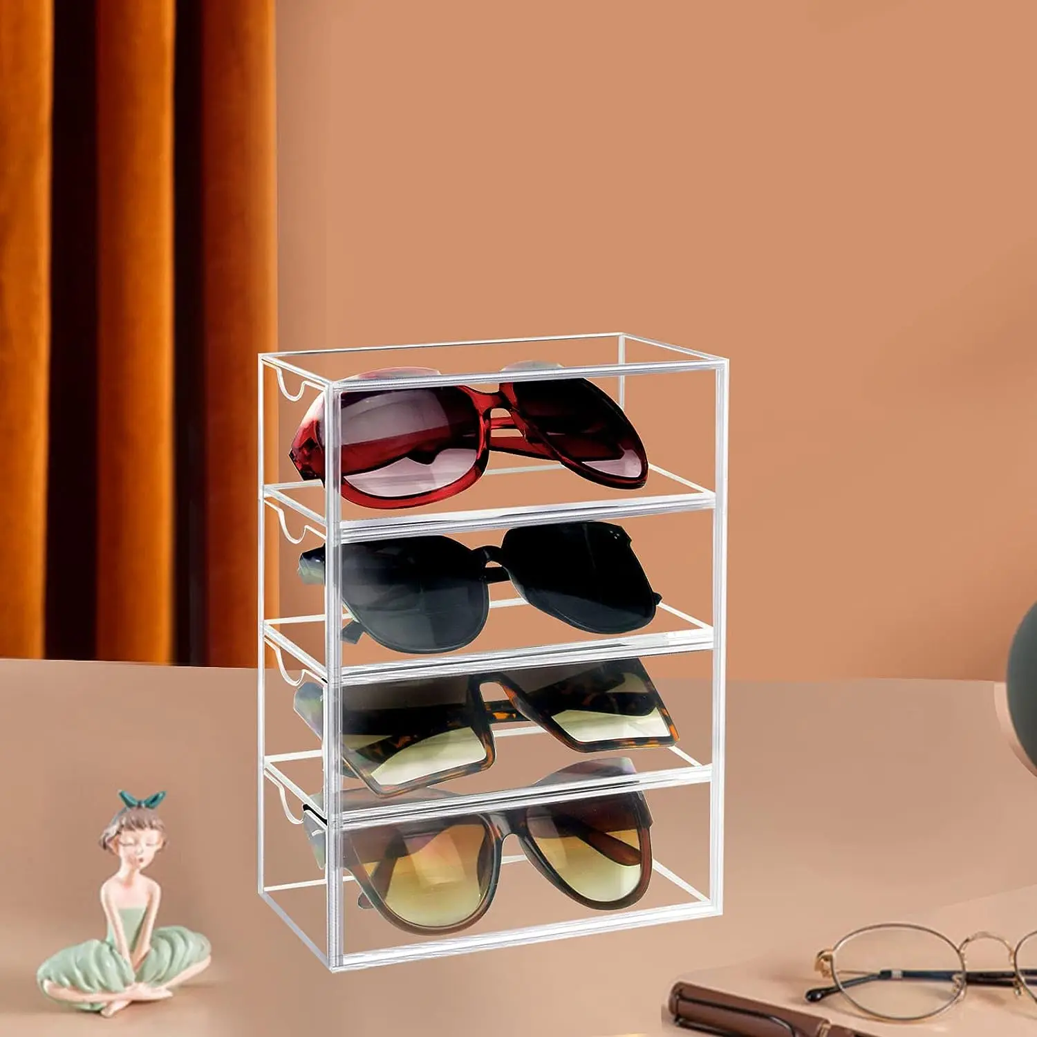 Rangement Lunettes Organisateur Range-lunettes De Soleil - Support Mural Pour 10 Paires - Organisation Maison/bureau Range Lunettes Transparent