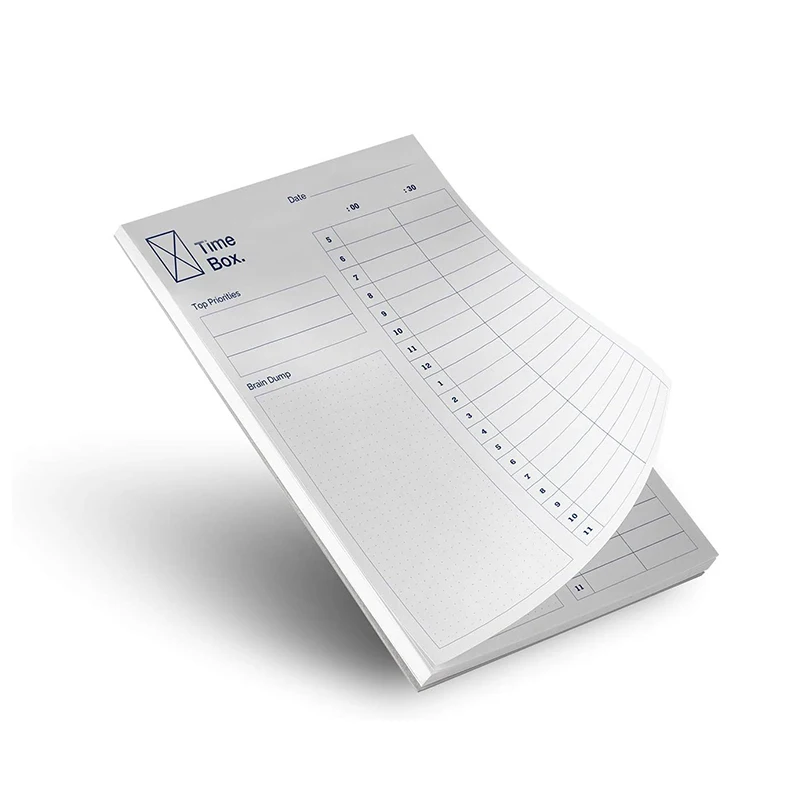 Custom Hourly Productivity Organizer Timebox Planner Daily to Do List Notepad with 60 Undated Tear Off Sheets