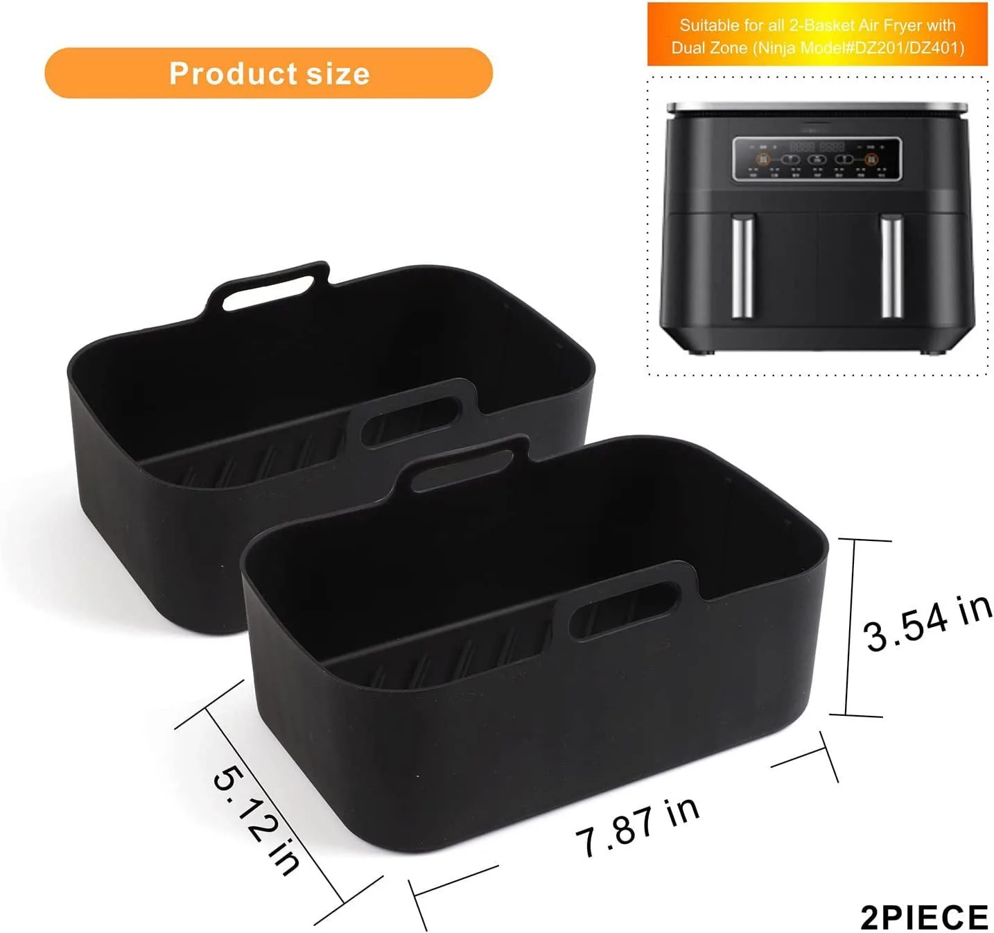 Frier Silicone Liner Friggitrice Ad Aria Dual Pot Freidora De Aire 2pcs ...